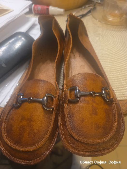Кожени мокасини ,светлокафяви