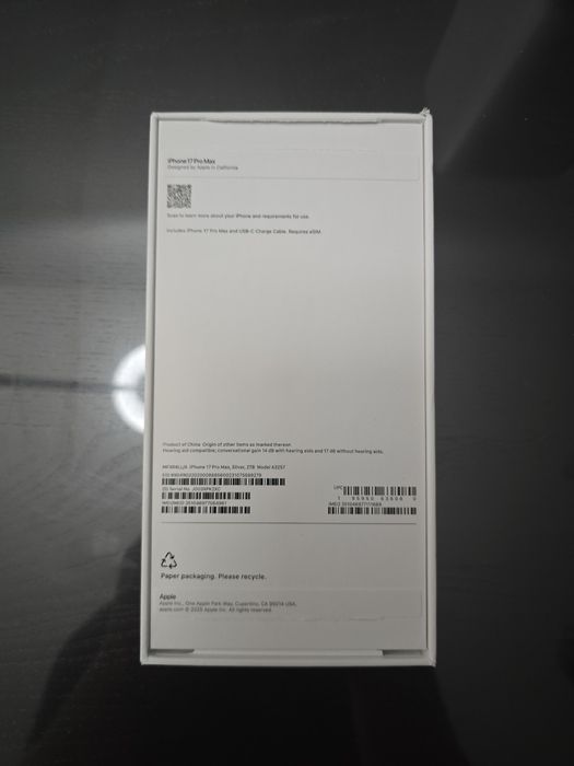 Iphone 17 pro max 2 TB Silver