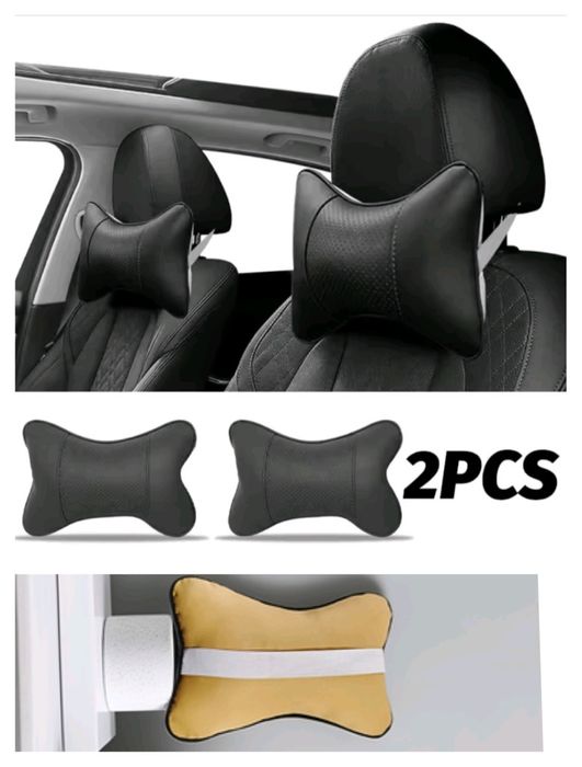 Pernuțe tetiera 2 buc / Pernuțe auto, negre