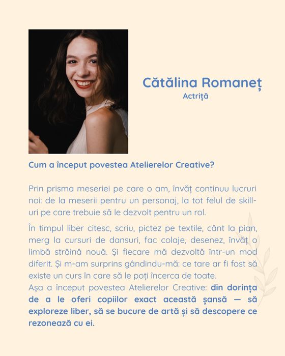 Atelierele Creative curs copii actorie dans pictat muzica