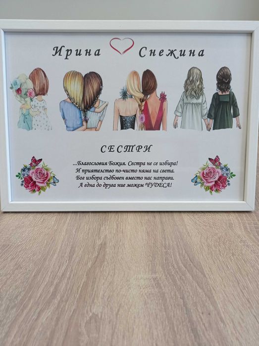 Постер, рамка за семейството годишнина ,сестра, баба и дядо