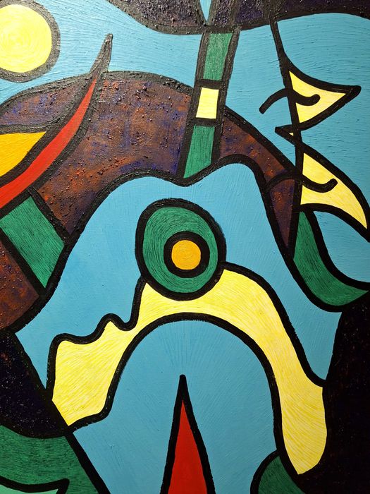 ,,Тих бял Дунав ",акрил върху платно,120см х 120см, оригинал