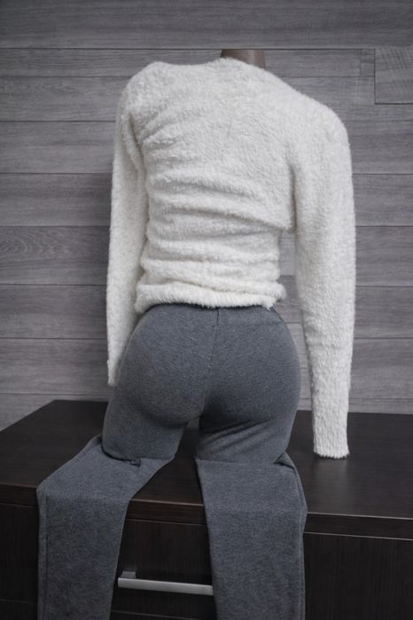 Pantaloni Armani Exchange (AX) gri, talie înaltă