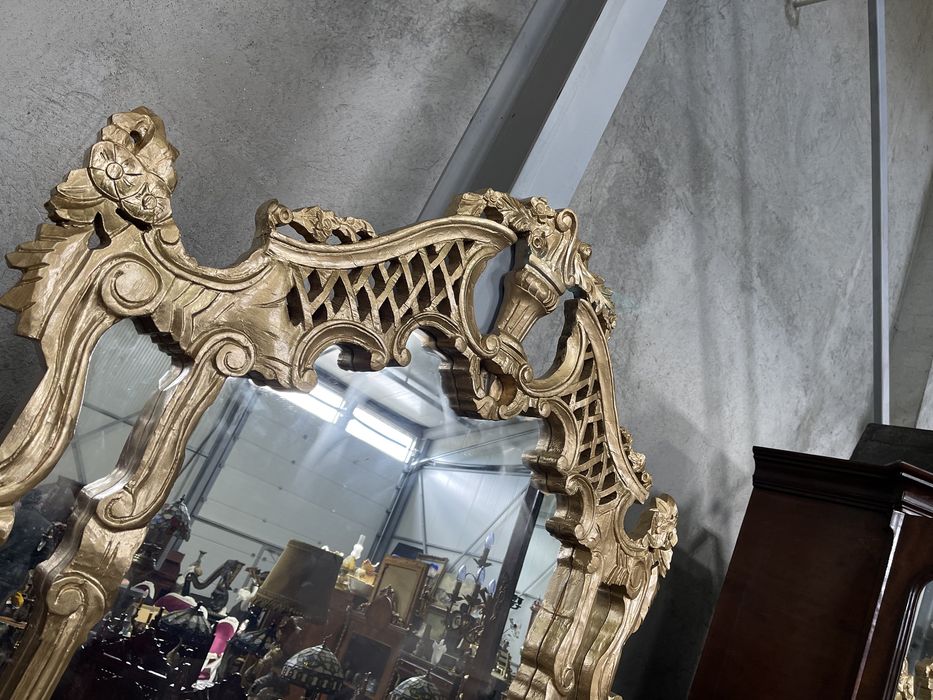 Consola din lemn masiv cu oglinda și blat de marmura