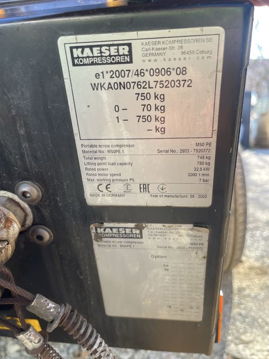 Motocompresor Kaeser M50 An2020 si An2012 5mc/min Stare foarte buna !