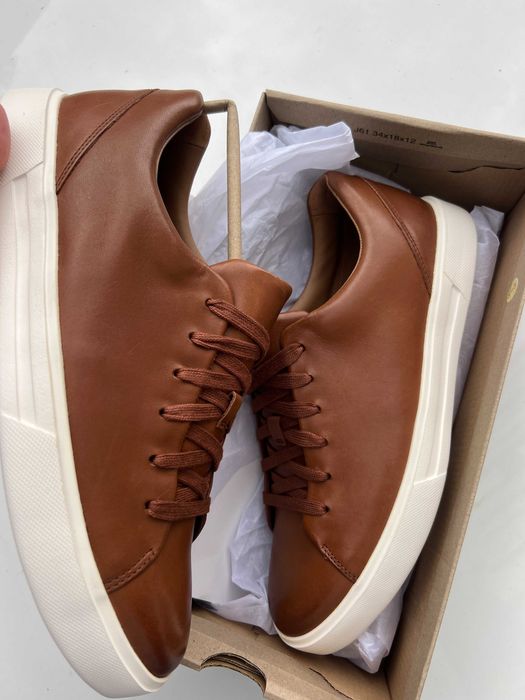 Clarks Una Costa Lace мъжки кожени обувки размер 43 бял, кафяв, син