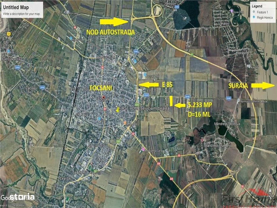 Teren intravilan 5.233 mp, D=16 ml, STRADA PRINCIPALA,zona ONASIS