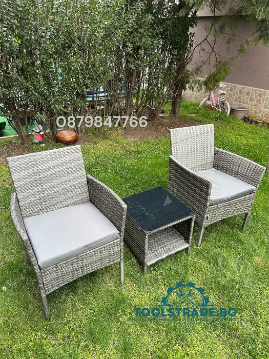 Ратанов комплект 2 кресла и маса