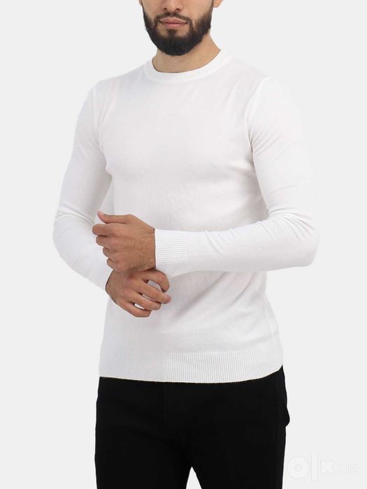 Erkaklar uchun oq trikotaj sviter, XXXL/4XL o'lchamlar
