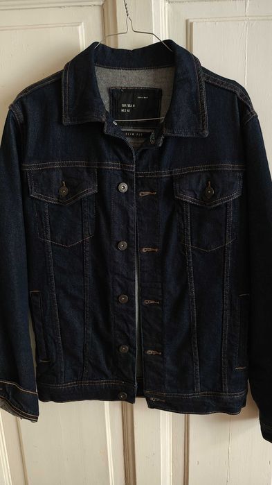 Jacheta Zara Man - geaca blugi barbati denim albastra - Marimea M / 40
