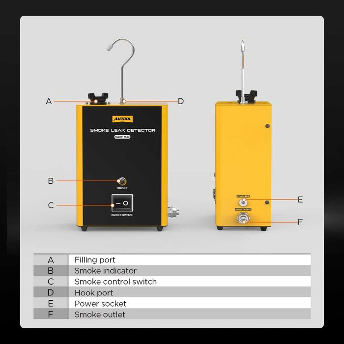 Promotie Tester auto Autool SDT50 Detectie scurgere fum turisme si camioane, aparat de diagnosticare prin utilizarea fumului