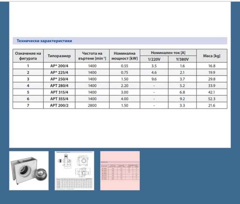Центробежен вентилатор за аспирация