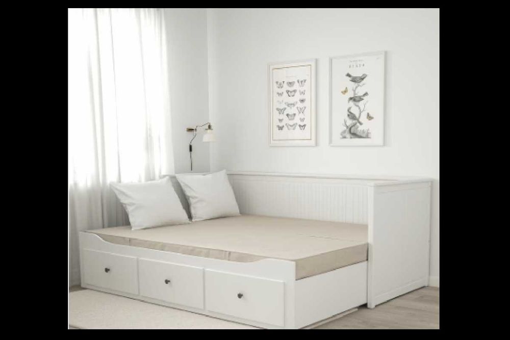 Pat divan Ikea Hemnes Alb 80 x 200 3 sertare cu extensie