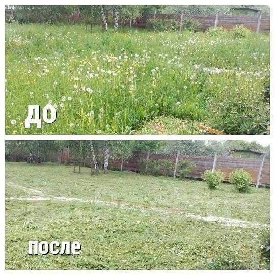 Покос травы триммером