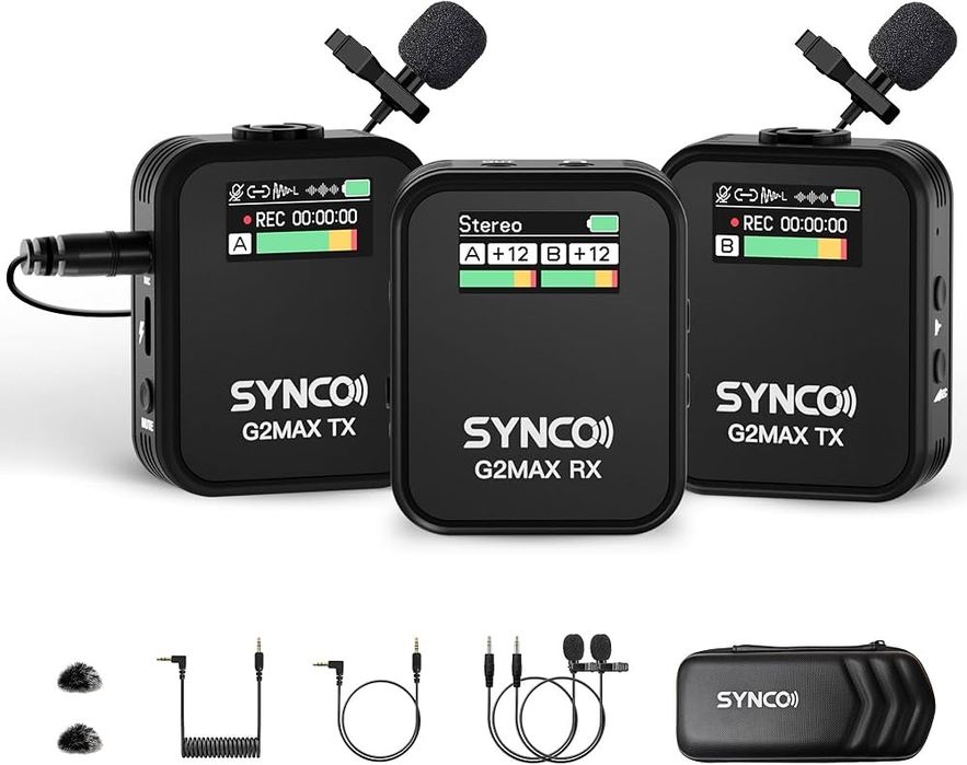 Безупречни безжични микрофони SYNCO G2(A2) Max (Комплект 2 предавателя + 1 приемник)