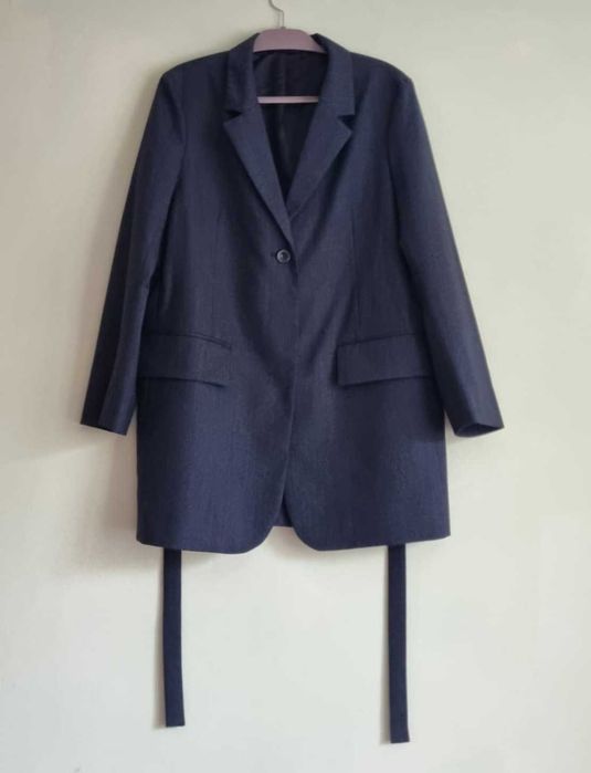 Blazer/sacou lung COS, culoare gri, lana 80%, marimea 44