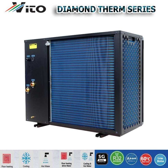 12.2KW МОНОФАЗНА ТЕРМОПОМПА VITO Diamond Therm-до 60 градуса,клас А+++