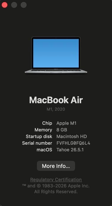 Macbook Air M1 US 8/256