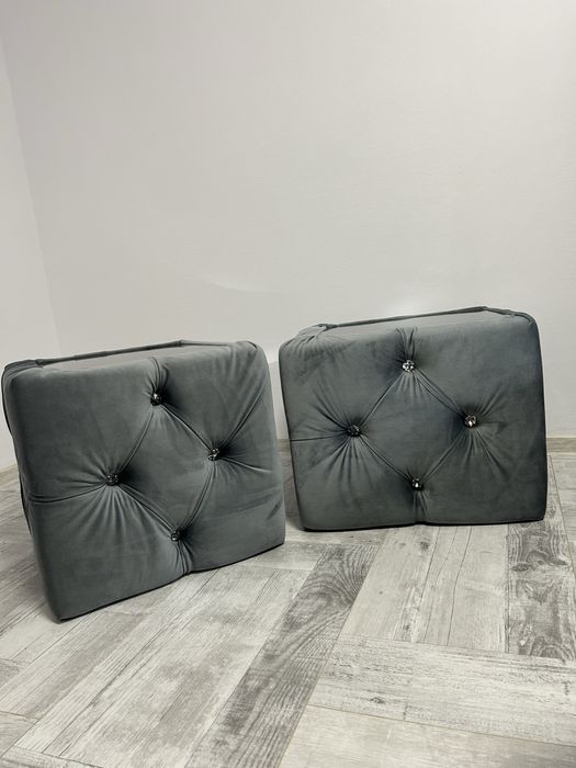 Set 2 noptiere Chesterfield velvet gri luxury