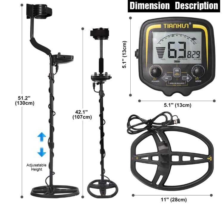TX-850 металотърсач металдетектор + Подарък  5"/13см/ златарска бобина