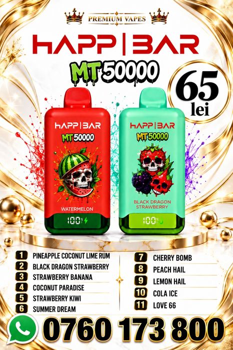 HAPP BAR MT 50K - Vape tip țigară electronică cu diferite arome de shisha