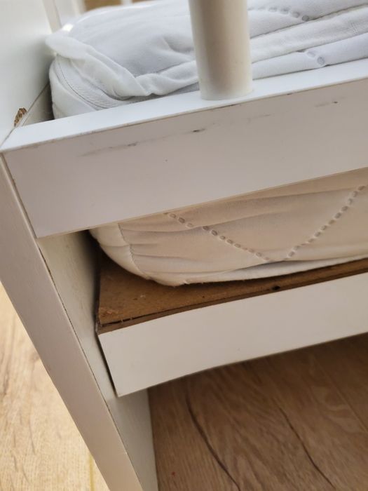 Patut bebe din lemn Klups Paula Alb plus saltea cocos 12cm