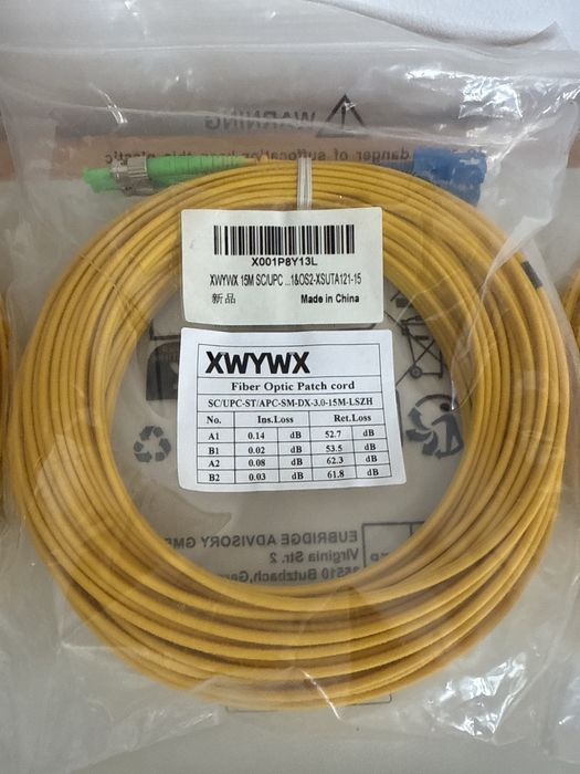 Cablu Patch Fibra Optica 15m XWYWX SM SX/DX LSZH 3.0mm / SC ST LC FC