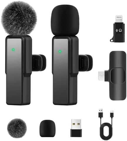 Нов Безжичен лавалиерен микрофон 2 броя iPhone Android USB-C Lightning