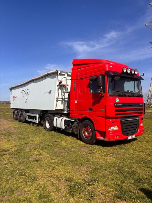 Se vinde la pachet daf xf semiremorca mega