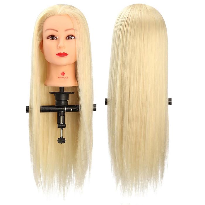 cap par blond deschis  manechin coafor frizerie tuns  60 cm