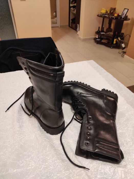 bocanci barbati, piele naturala, negrii, 43