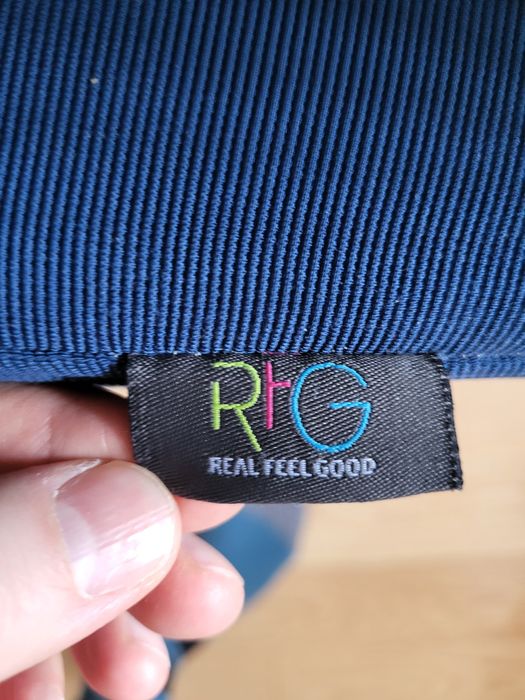 Ергономичен офис стол RFG – синя дамаска и дишаща мрежа (с подглавник)