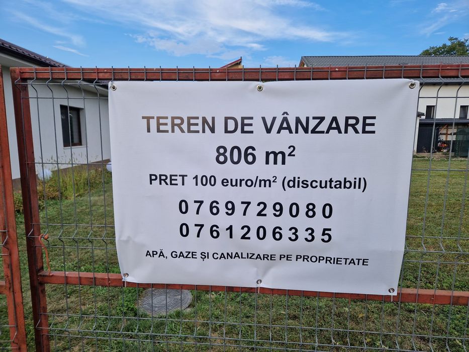 Teren de vânzare intravilane 806 mp în comuna Branesti Ilfov, strada Cătălin Hîldan, nr. 8B