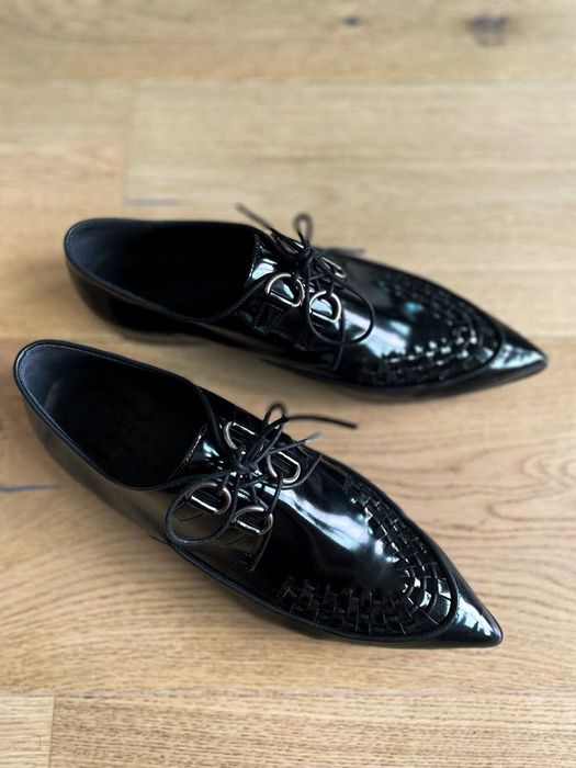 Woven-toe Polished Leather Derby Shoes Burberry