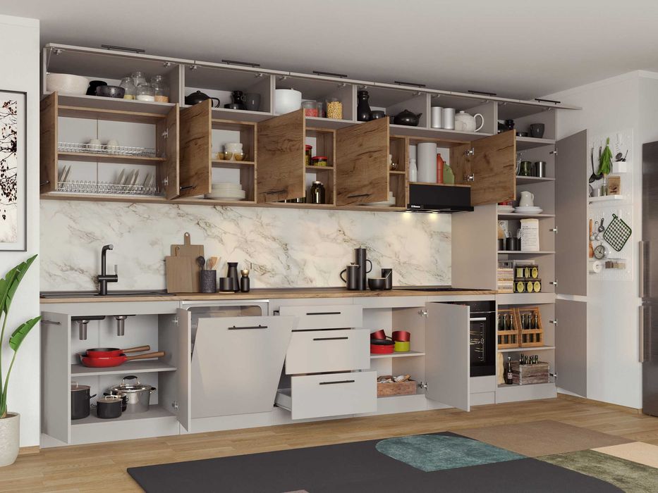Set Mobila Bucatarie Linea 380 Casmir / Stejar C29 - Transport Gratuit