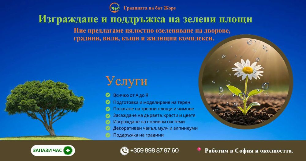 Озеленяване на дворове и градини. Проектиране, изграждане и поддръжка