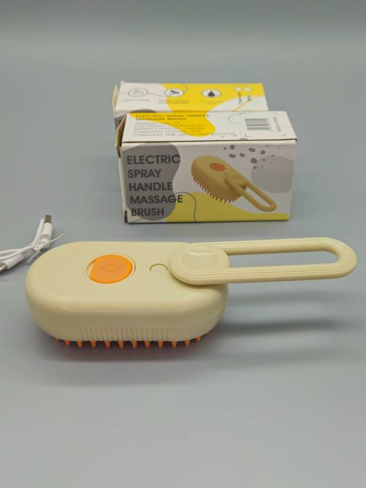 Електрическа масажираща четка със спрей за домашни любимци куче/котка