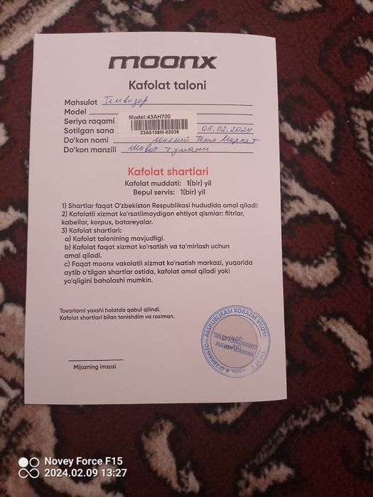 yagi telivizoʻr sotiladi xali qoroʻpkadan chiqmagan