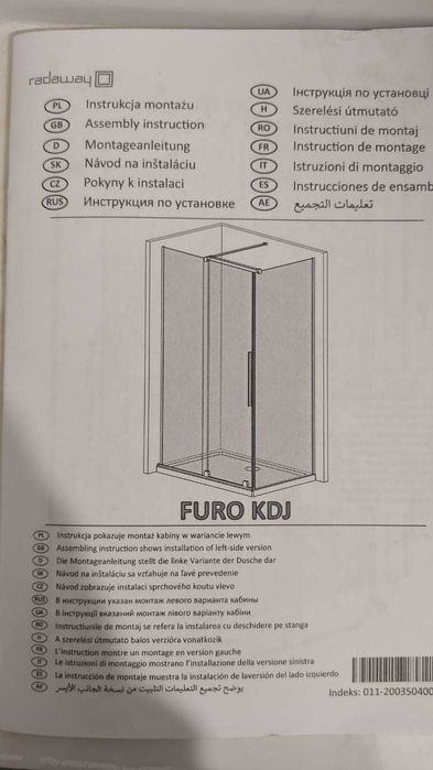 Cabina de dus Radaway Furo Black  (90x100X200 cm, usa culisantă)