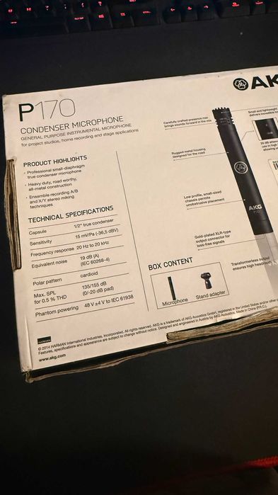 2 Microfoane studio AKG P-170 microfon condensator intrumente muzicale