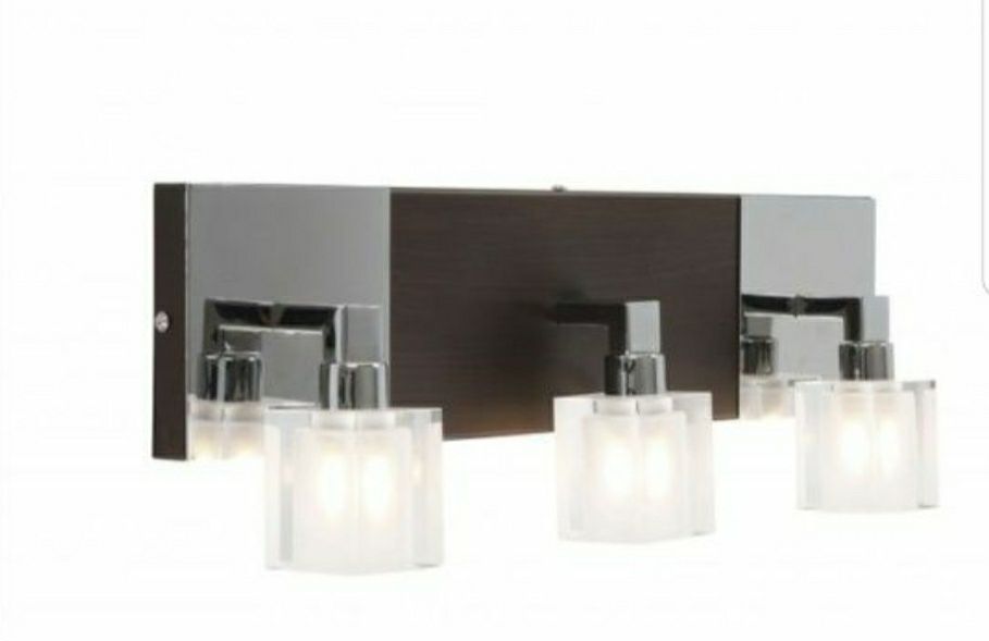 Aplica de perete/Corp iluminat din lemn si metal cromat