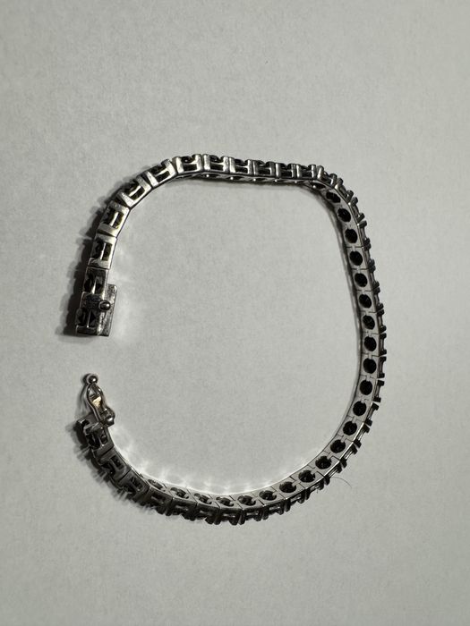 Brățară Tennis, unisex, din aur alb de 14K cu diamante negre naturale de 17 carate