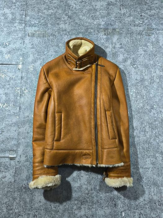 Shearling leather aviator jacket
