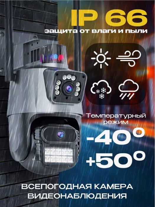 Наружная Wifi/ 4G камера iCSee/ V380 pro двухкамерный PTZ Сим карта