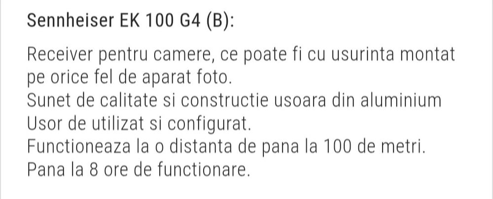 Set lavaliera și reciever sennheiser sk100 g4