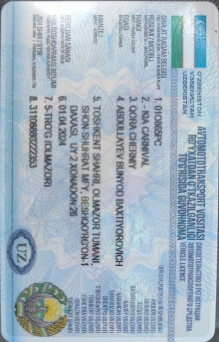 Kia Carnival 2019 yili dizel full pozitsiya