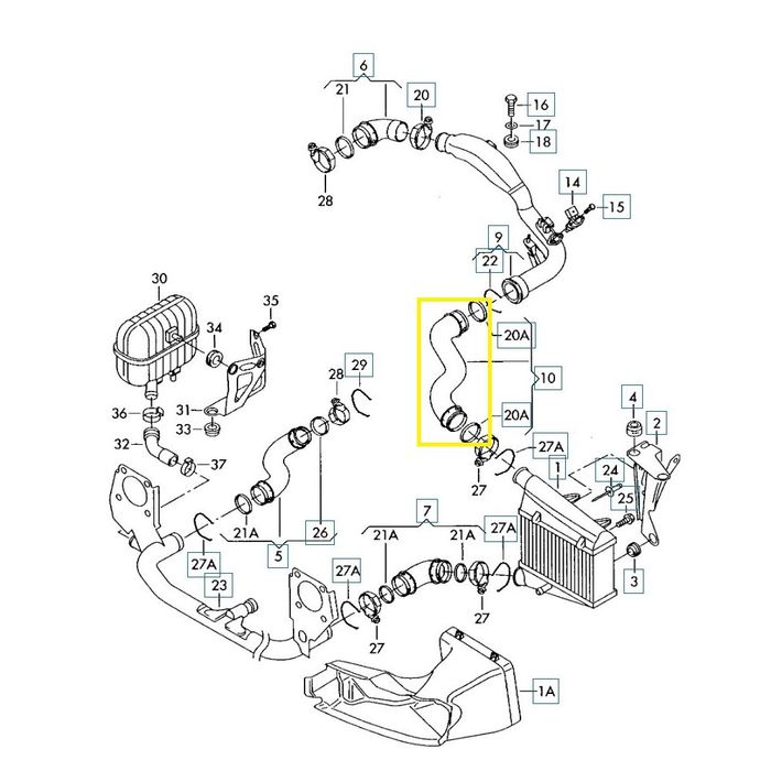 Furtun intercooler Audi A6 2001-2004, 1.9 TDI, OE 4B0145745F, SRLine