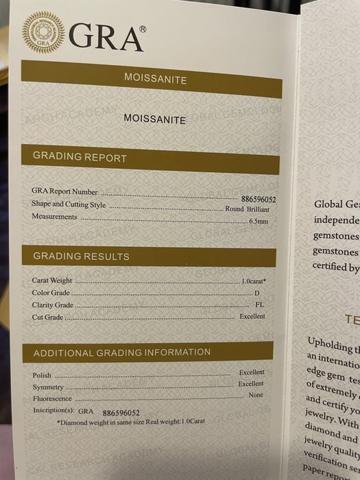 Moissanite FL cu certificat