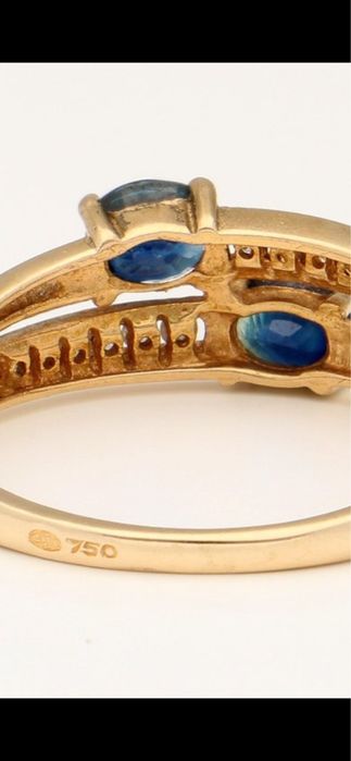 Inel aur18ct cu safir si diamante