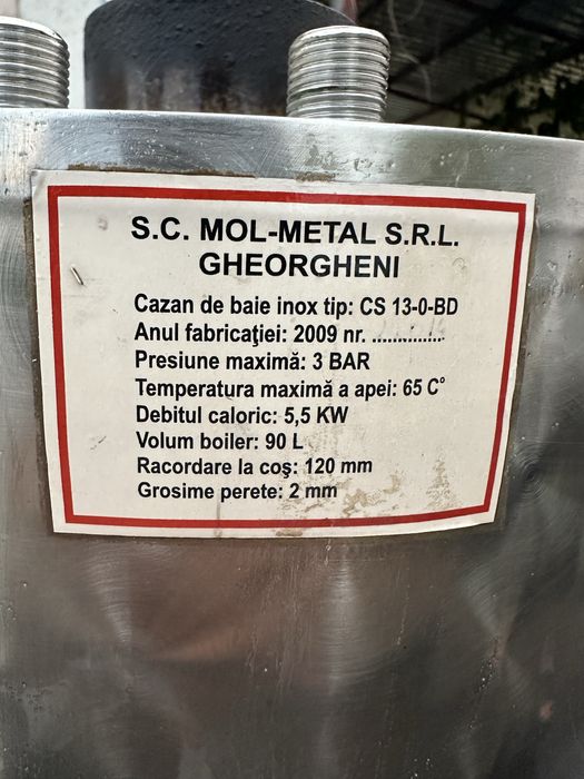 Boiler inox 90L de vanzare